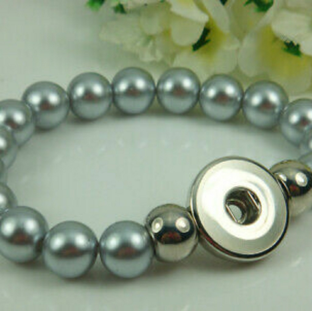 Gray & Silver Interchangeable Snap Button Bracelet